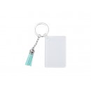 Acrylic Keyring W/ Light Blue Tassel(Rectangle,4*6*0.4cm)(10/pack)